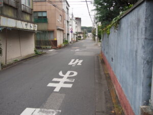 横断歩道を渡った風景写真です。