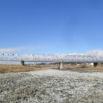 河原の中州から撮影した渡良瀬橋の写真です。
