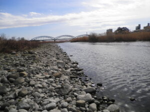 渡良瀬川と「中橋」の写真です。