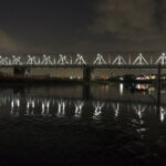 渡良瀬橋の夜景　下流側からの写真です。