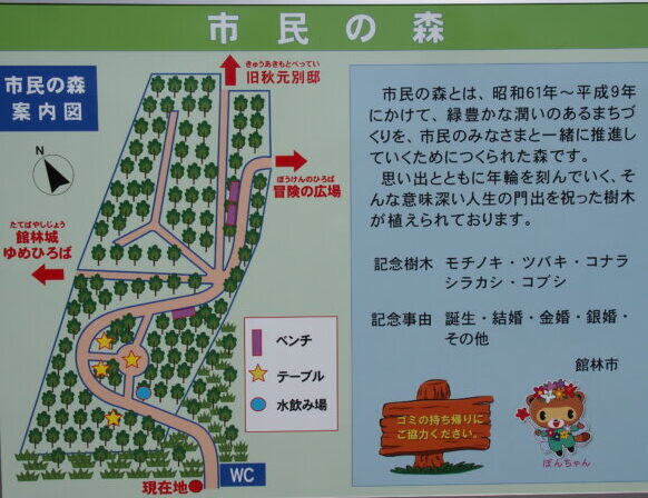館林市民の森の案内版の写真です。