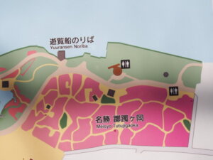 名勝指定区域　旧公園の案内図の写真です。