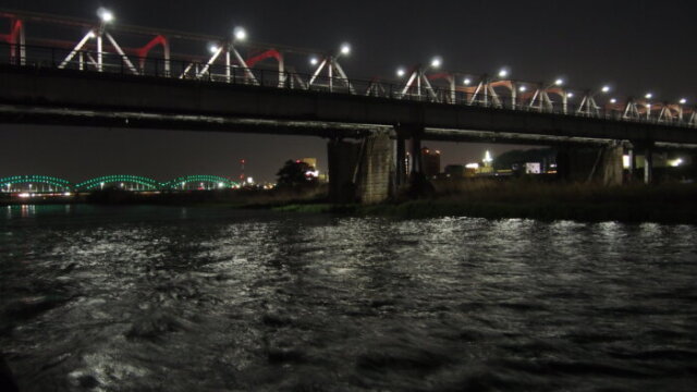 渡良瀬橋の夜景の写真です。