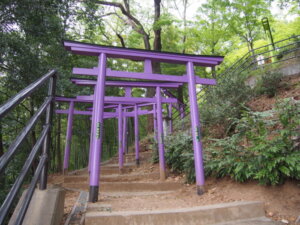 織姫神社の女坂にある「七色の鳥居」の写真です。