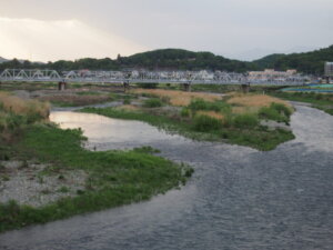 「中橋」から見た「渡良瀬橋」の写真です。