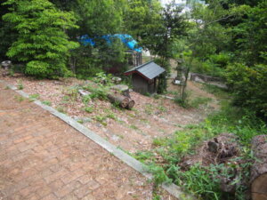 足利公園の遊歩道から見た「八雲神社」に通じる道の写真です。