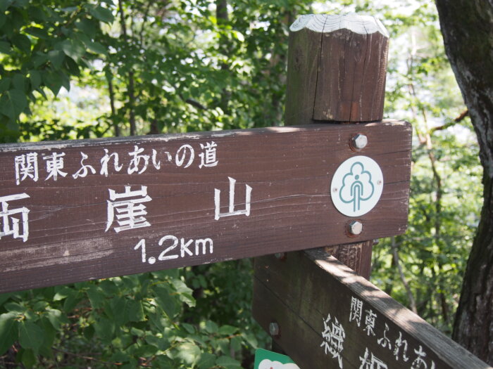 両崖山への道しるべ(1.2km)の写真です。