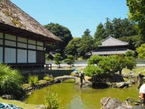 足利学校:北庭園から臨む風景の写真です。