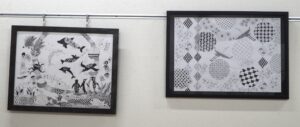 ゆるゆる筆文字：デコリーナサロンアート展の写真です。