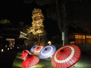 史跡足利学校のライトアップ写真です。