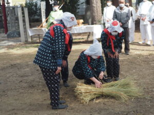 御厨神社御田植：苗取りの写真です。