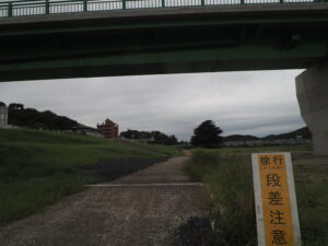 中橋の下を通るサイクリングロードの写真です。