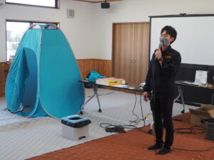 防災訓練の挨拶の写真です。