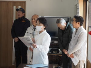防災訓練の挨拶の写真です。