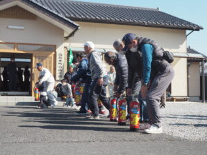 西新井町自治会防災訓練の写真です。