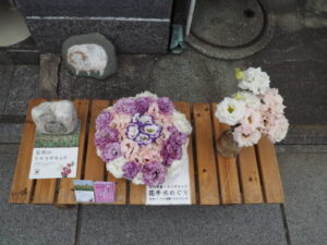 足利鑁阿寺大門通り:店頭の花手水の写真です。
