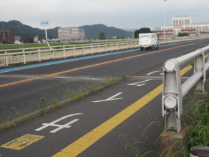 田中橋下流側のサイクリングロードの写真です。