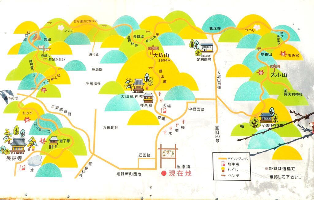 毛野大坊山ハイキングコース案内図の写真です。