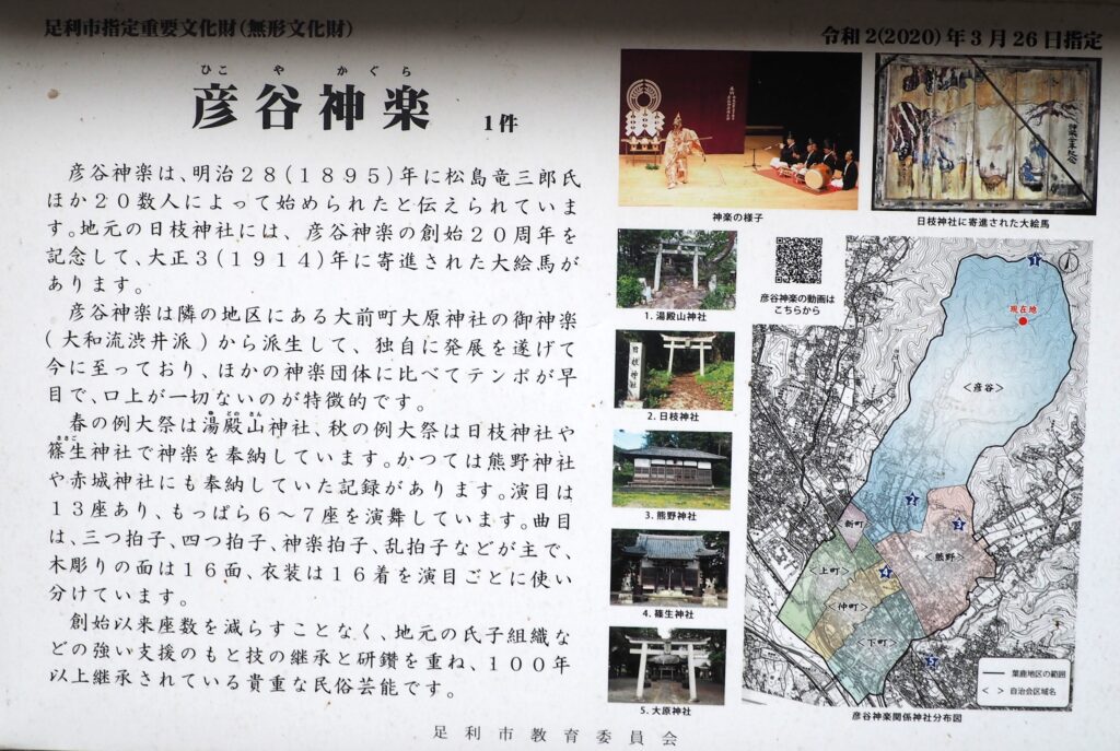 彦也神楽についての案内板の写真です。