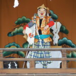 下野國一社八幡宮：奉納神楽「ひょっとこ」の写真です。