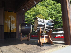大山衹神社太々神楽：太鼓の写真です。