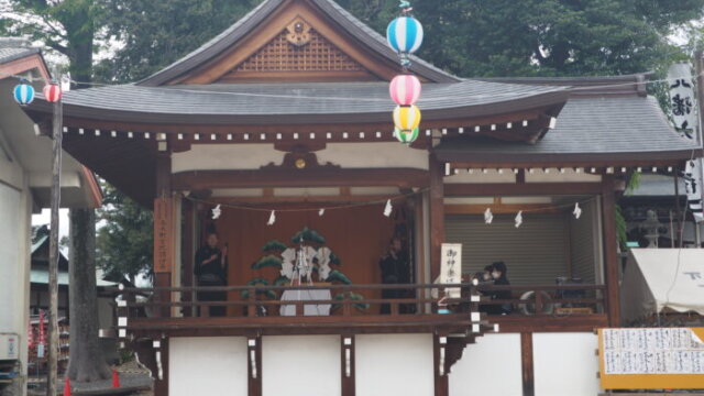 下野國一社八幡宮：奉納神楽「御神楽ばやし」の写真です。