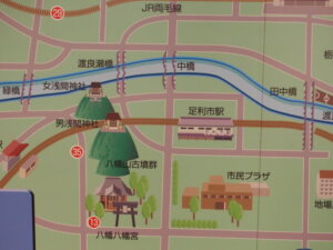 渡良瀬橋周辺のイラストマップの写真です。