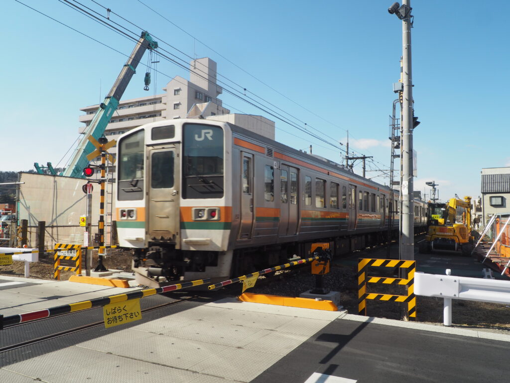 足利中橋架け替え工事に伴う踏切工事の写真です。