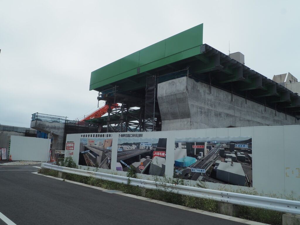 足利中橋架け替え工事:通り2丁目側工事の写真です。