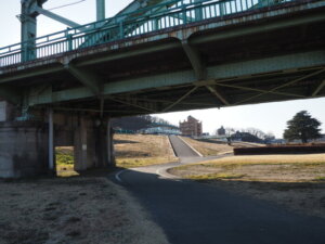 中橋の下を通る道の写真です。