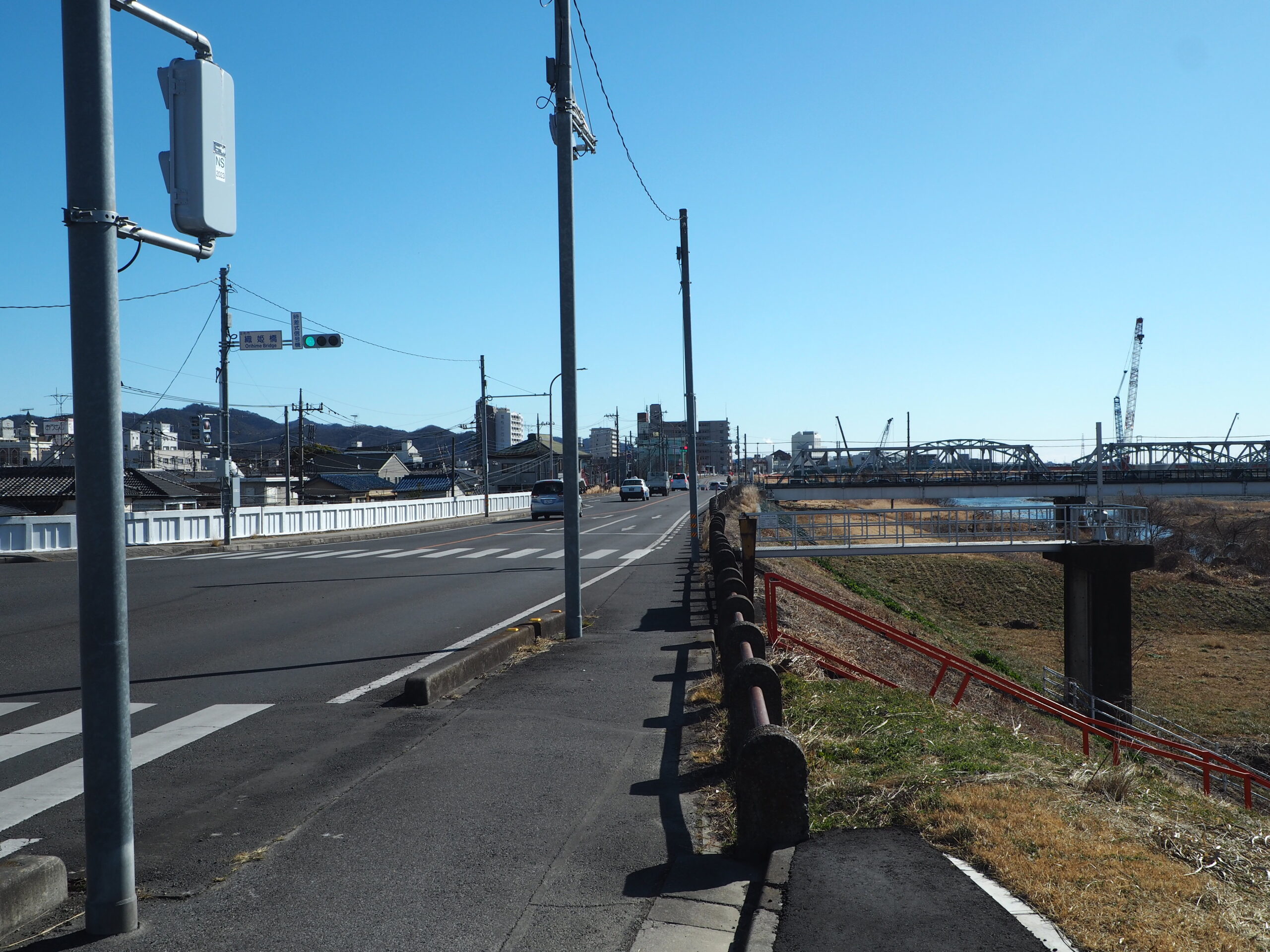 わたらせリバープラザから渡良瀬橋へのルートの写真です。