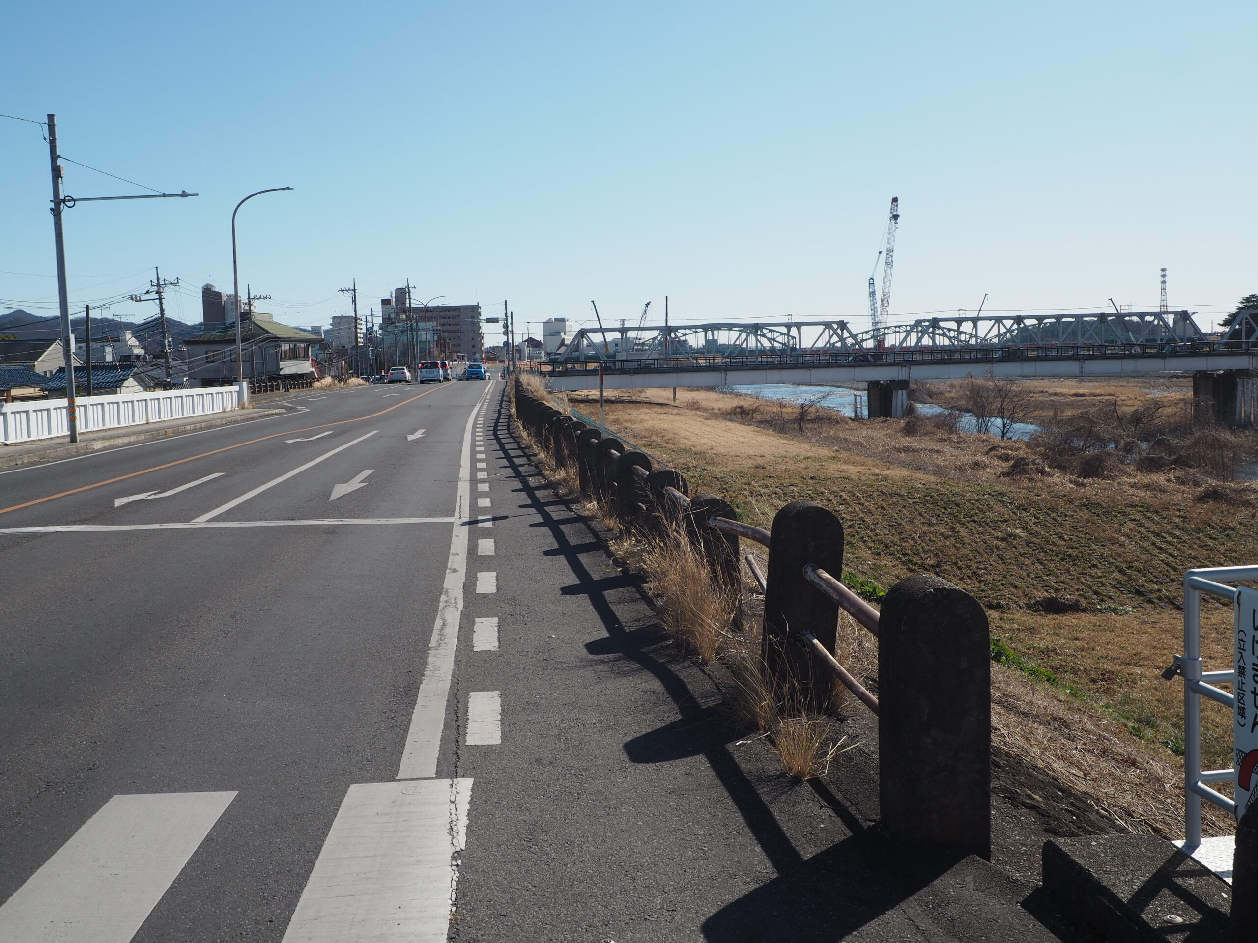 わたらせリバープラザから渡良瀬橋へのルートの写真です。