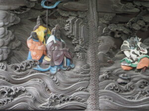 下野國一社八幡宮：本殿の彫刻の写真です。
