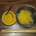 繊維状になったそうめんカボチャの写真です。