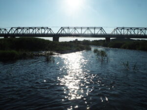 渡良瀬橋の夕日の写真です。