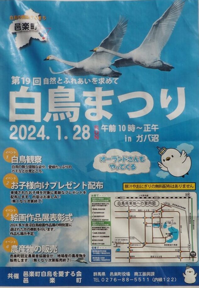 ガバ沼：白鳥まつりのポスターの写真です。