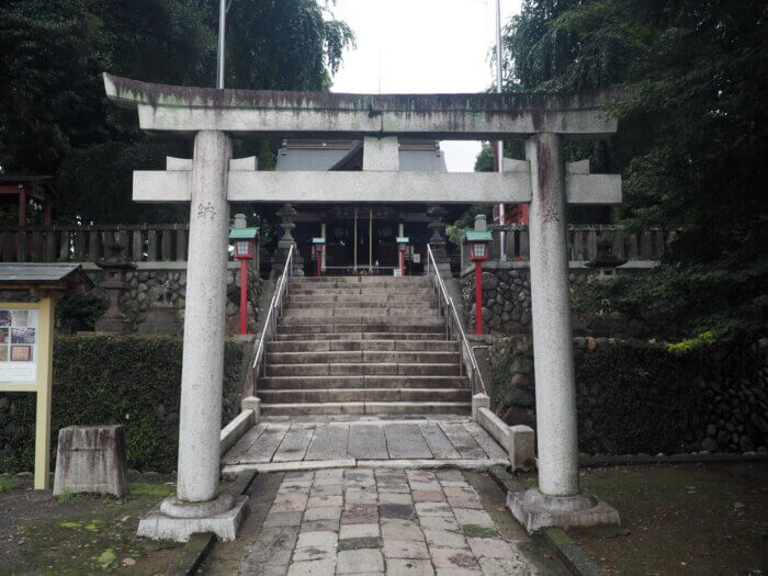 下野國一社八幡宮:社殿石段前の鳥居の写真です。