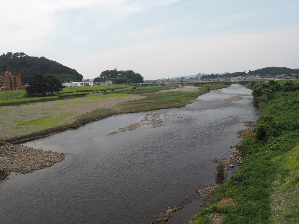 3連アーチから渡良瀬川上流側の渡良瀬橋を臨む写真です。