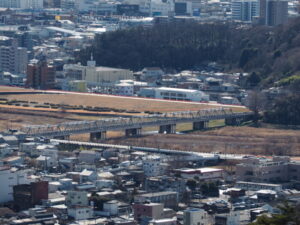 天狗山頂上から臨む「渡良瀬橋」の写真です。