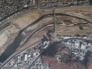渡良瀬橋の航空写真です。