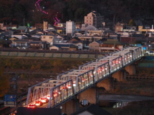 浅間山から見る渡良瀬橋の写真です。