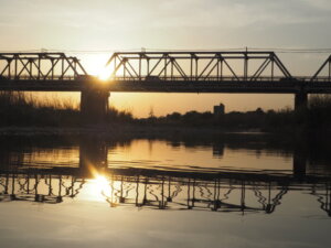 渡良瀬橋の夕日の写真です。