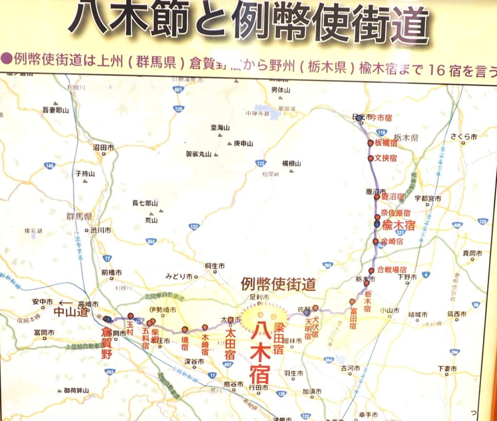 八木節と例幣使街道の地図の写真です。